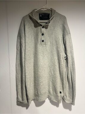 Marc Ecko Men's Light Gray Shawl Collar Button-Front Sweater